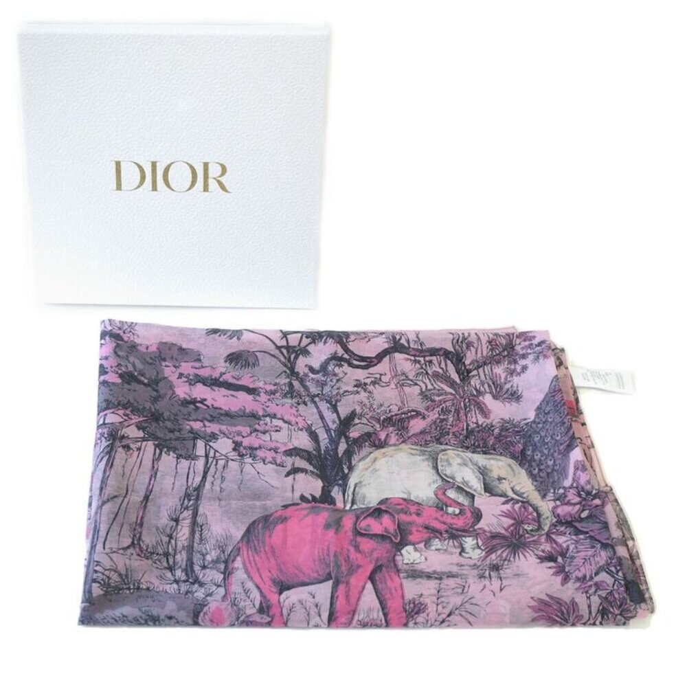 Dior Scarf Shawl Large Elephant Tiger Flower Pink - Picture 9 of 9